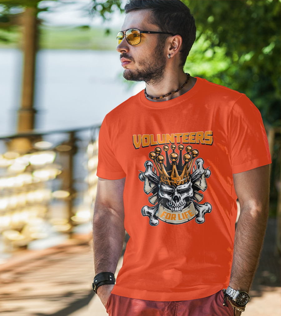 Volunteers Skull King Crown Tennessee For Life T-Shirt