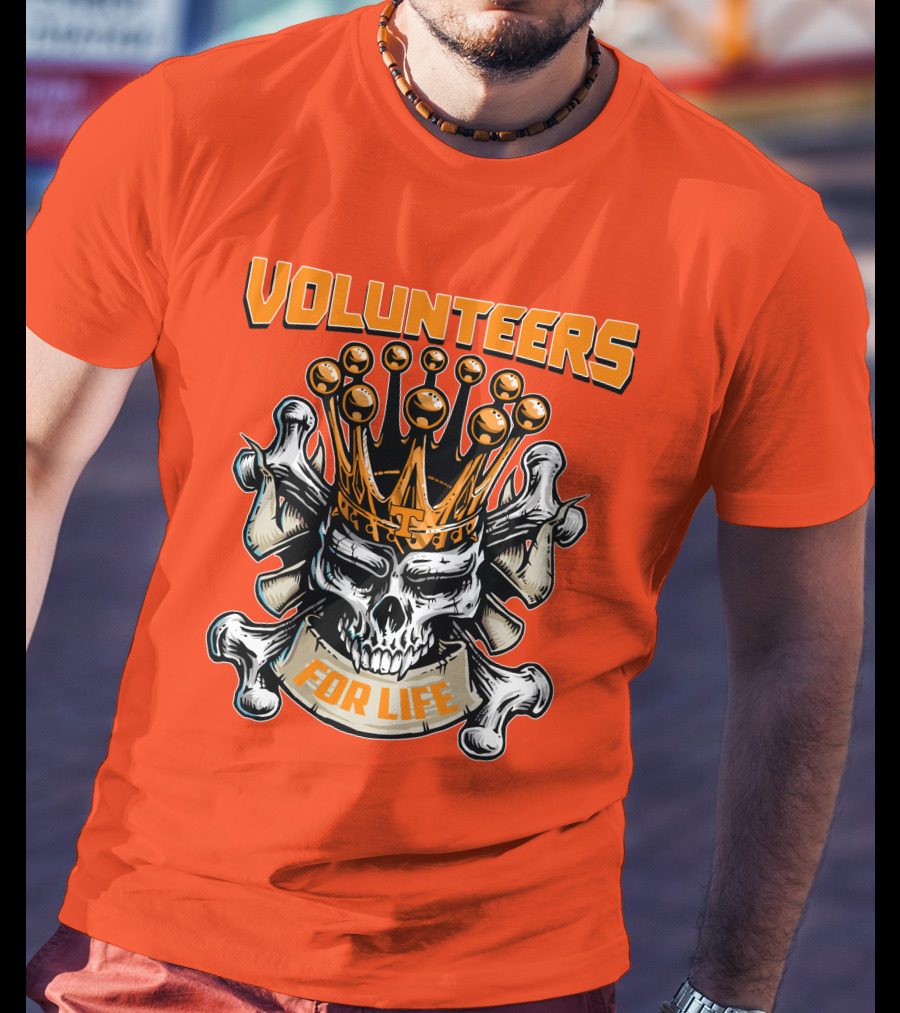 Volunteers Skull King Crown Tennessee For Life T-Shirt