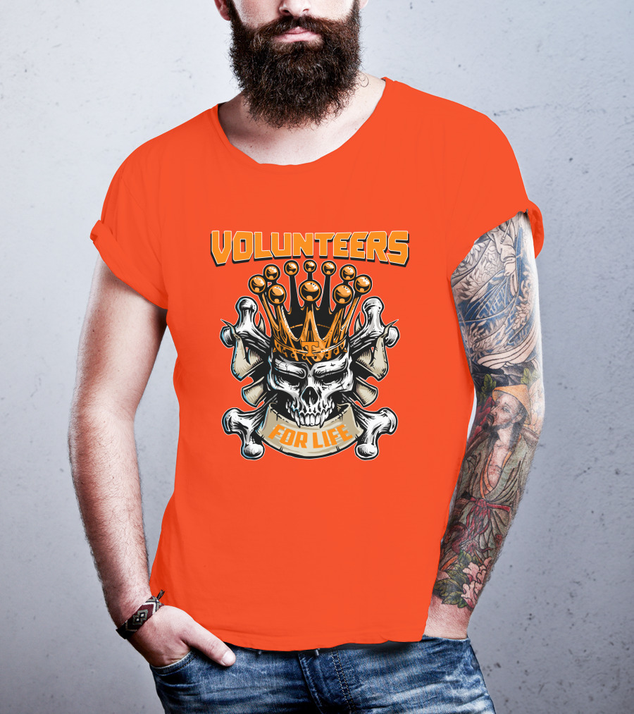 Volunteers Skull King Crown Tennessee For Life T-Shirt