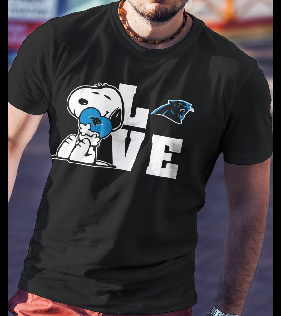 Snoopy Love Carolina Panthers Heart T-Shirt
