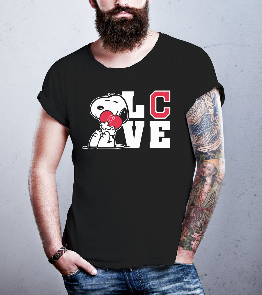 Snoopy Love Cleveland Indians Peanuts Baseball Heart T-Shirt