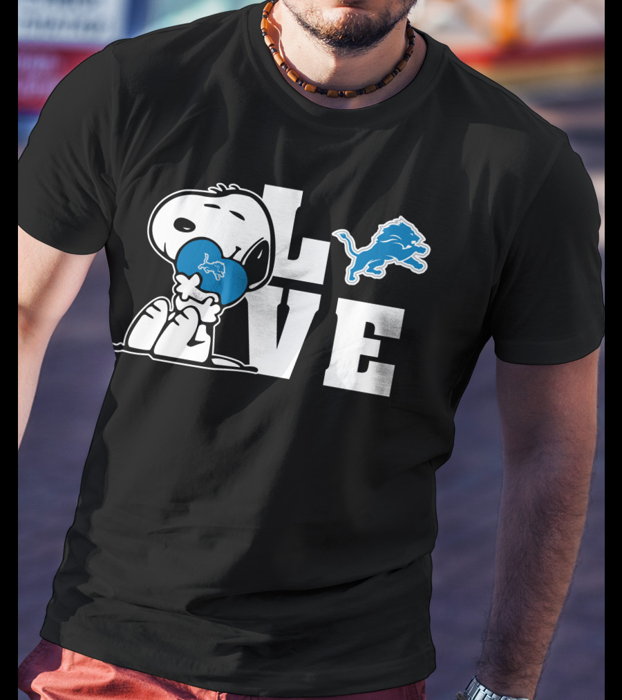 Snoopy Love Lions Football Detroit T-Shirt