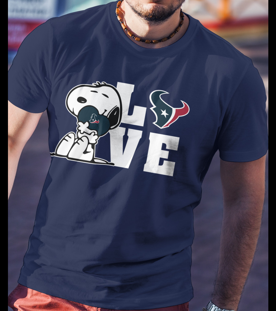 Snoopy Hugging Love Houston Texans T-Shirt