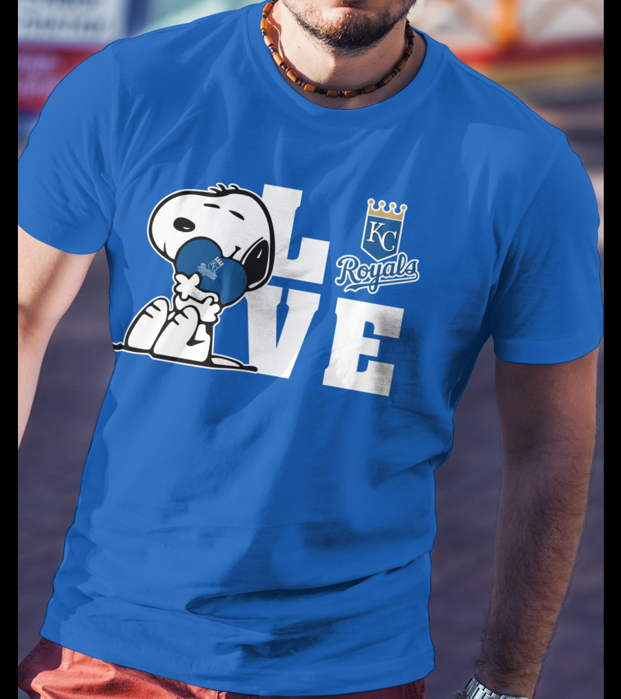 Snoopy Love Kc Royals With Heart T-Shirt