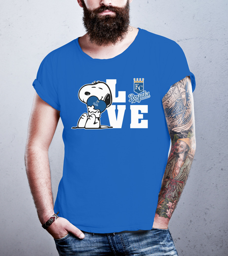 Snoopy Love Kc Royals With Heart T-Shirt