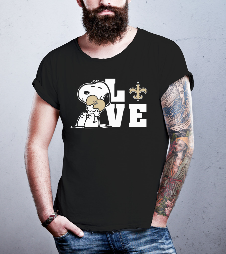 Snoopy Love New Orleans Saints Fleur-De-Lis Heart T-Shirt
