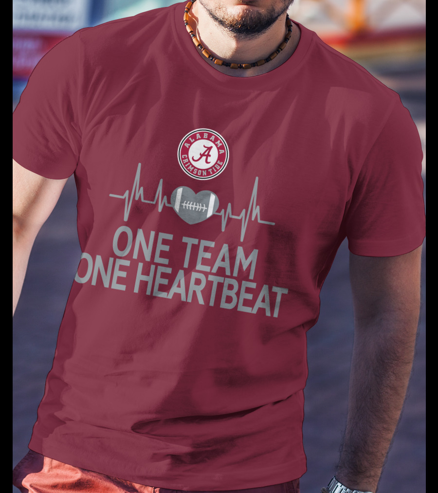 Alabama Crimson Tide One Team One Heartbeat Football Heartbeat T-Shirt