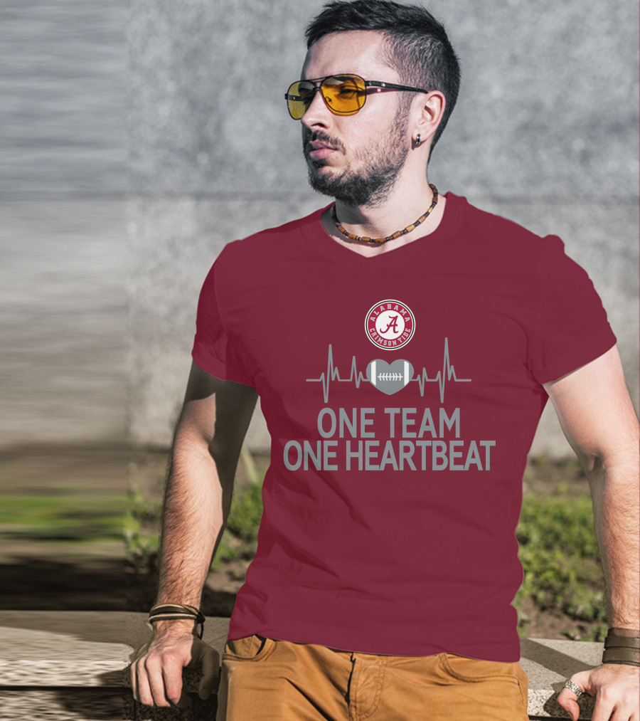 Alabama Crimson Tide One Team One Heartbeat Football Heartbeat T-Shirt