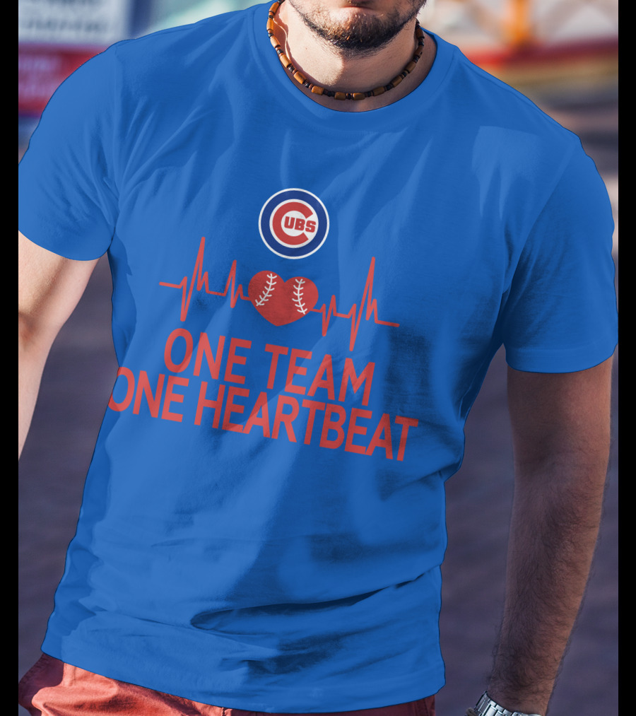 Chicago Cubs One Team One Heartbeat Baseball Heartbeat T-Shirt