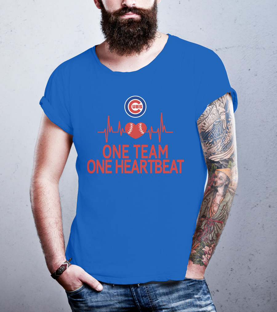 Chicago Cubs One Team One Heartbeat Baseball Heartbeat T-Shirt