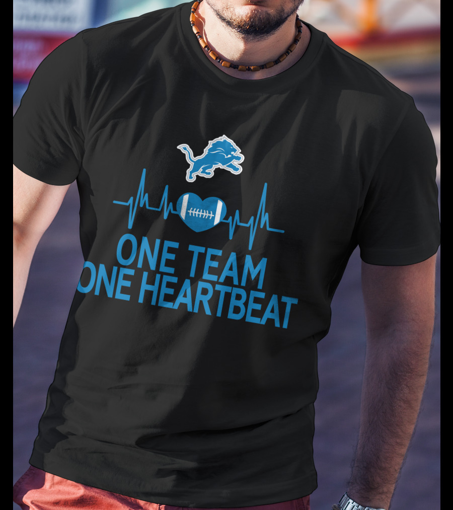 Detroit Lions One Team One Heartbeat Football Heartbeat T-Shirt