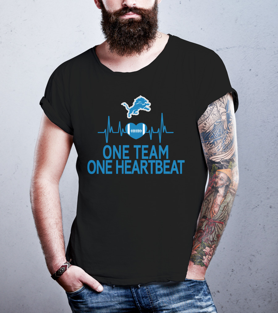 Detroit Lions One Team One Heartbeat Football Heartbeat T-Shirt