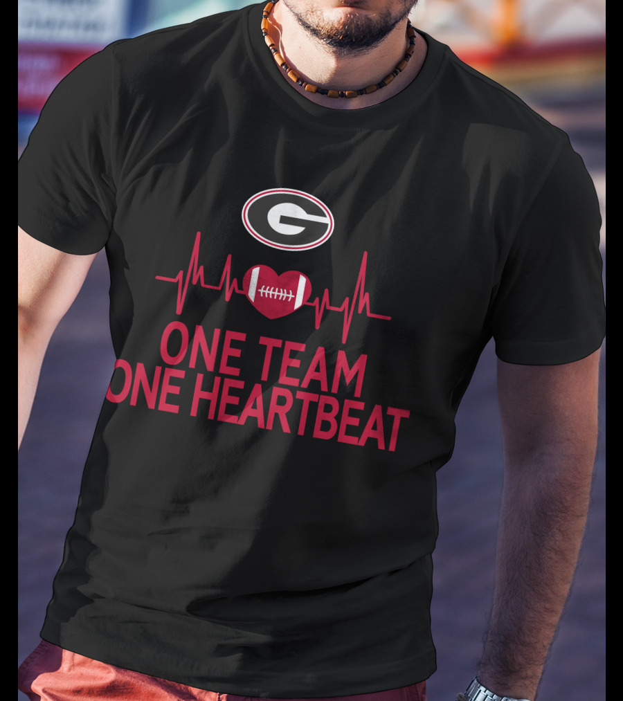 Georgia Bulldogs One Team One Heartbeat Football Heartbeat T-Shirt