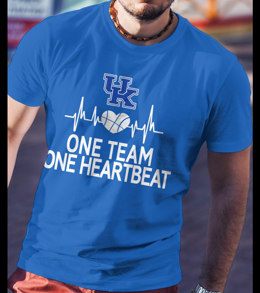 Kentucky Wildcats UK Logo One Team One Heartbeat Basketball Heartbeat T-Shirt