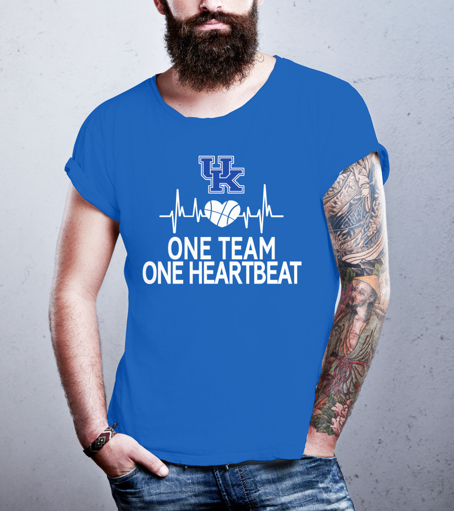 Kentucky Wildcats UK Logo One Team One Heartbeat Basketball Heartbeat T-Shirt
