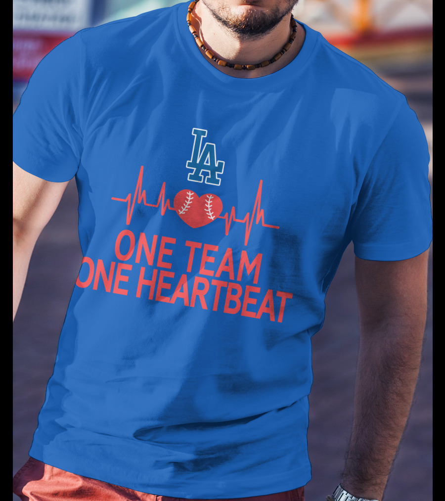 LA Dodgers One Team One Heartbeat Baseball Heartbeat T-Shirt