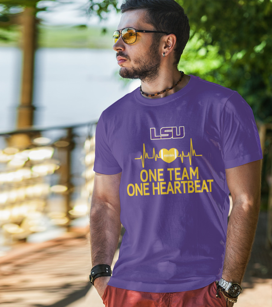 Lsu Tigers One Team One Heartbeat Football Heartbeat T-Shirt