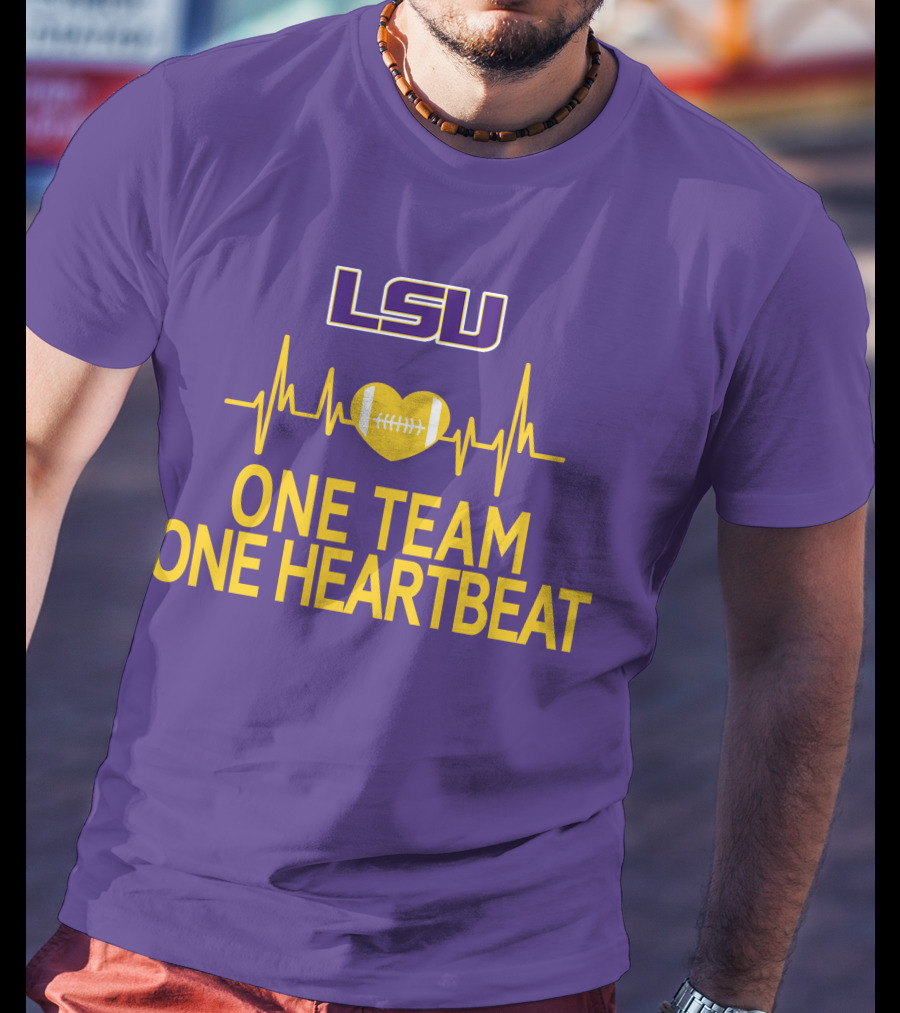 Lsu Tigers One Team One Heartbeat Football Heartbeat T-Shirt