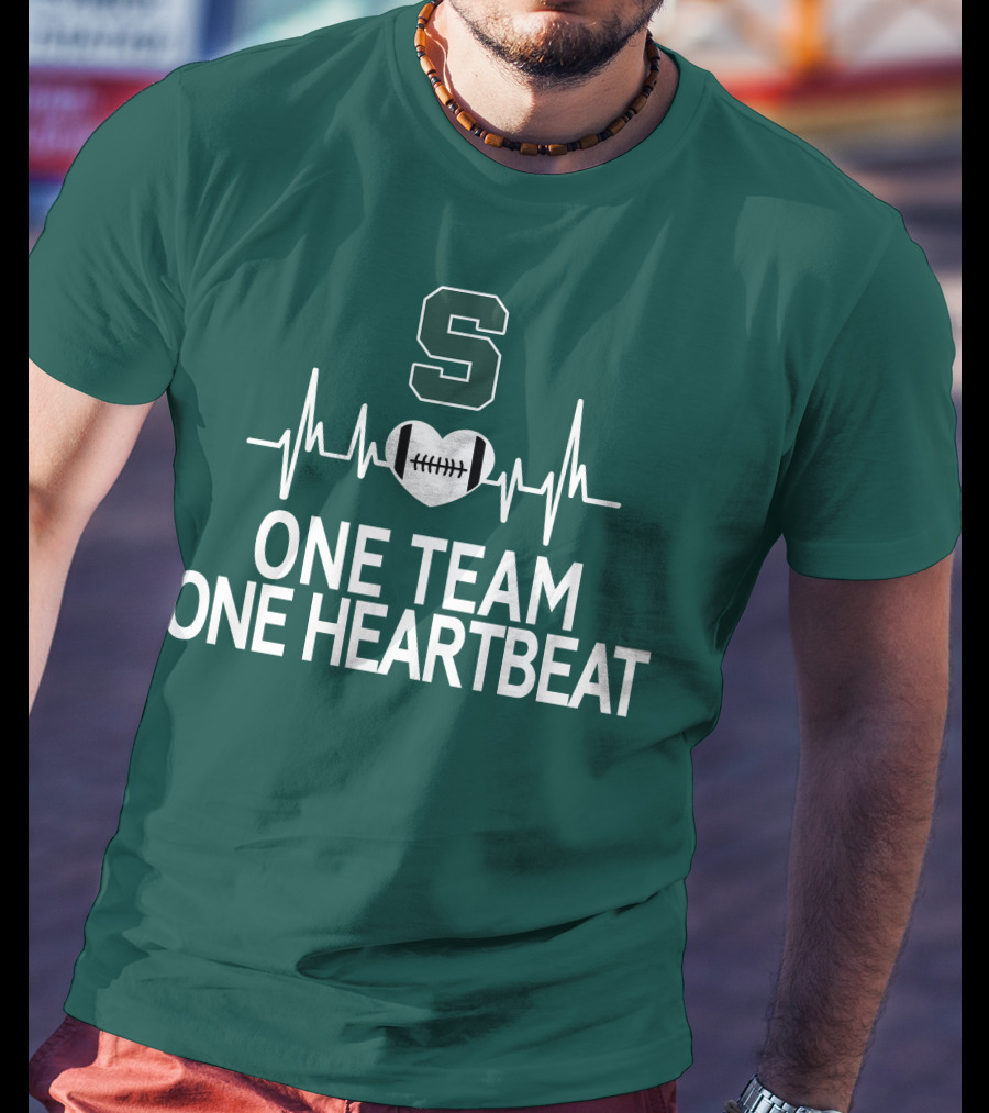 Michigan State Spartans S Logo Football Heartbeat One Team One Heartbeat T-Shirt