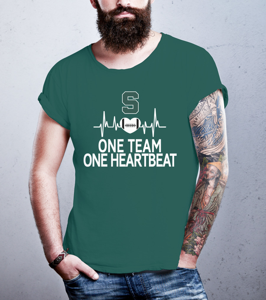 Michigan State Spartans S Logo Football Heartbeat One Team One Heartbeat T-Shirt