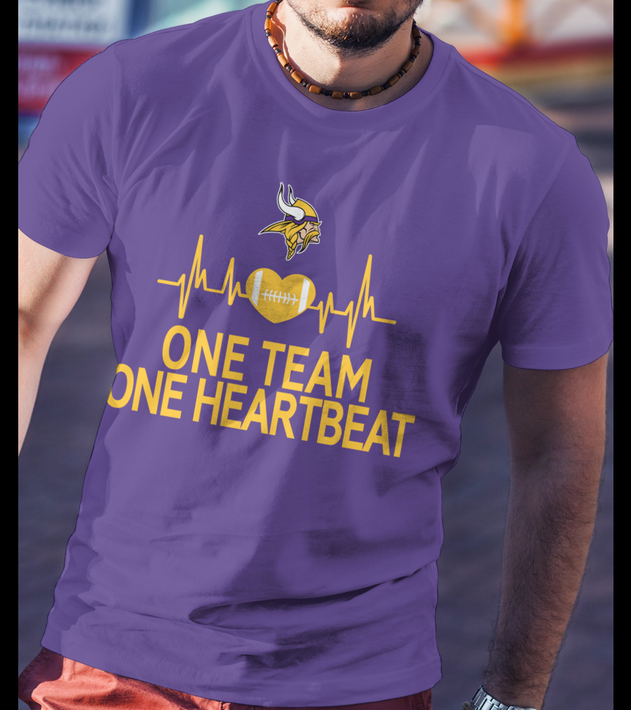 Minnesota Vikings One Team One Heartbeat Football Heartbeat T-Shirt