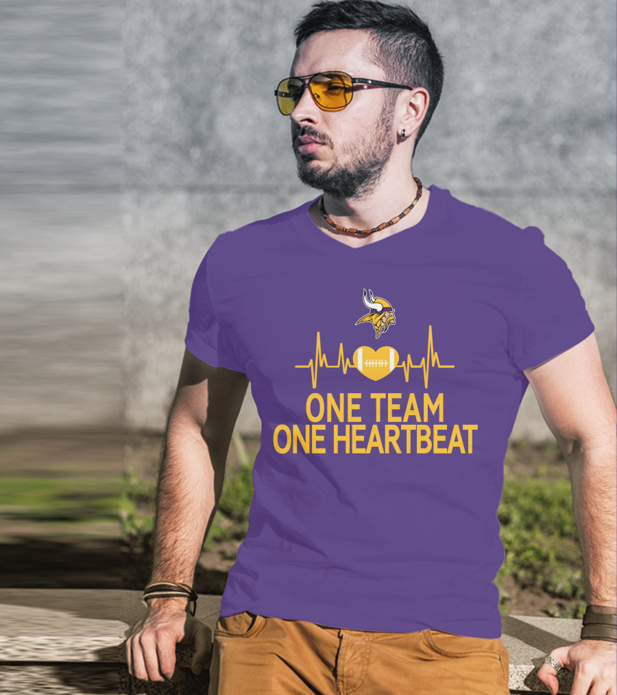 Minnesota Vikings One Team One Heartbeat Football Heartbeat T-Shirt