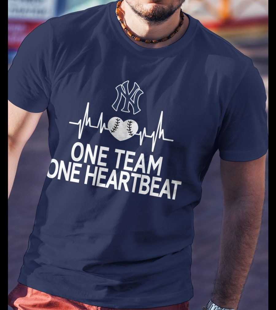 New York Yankees One Team One Heartbeat Baseball Heartbeat T-Shirt