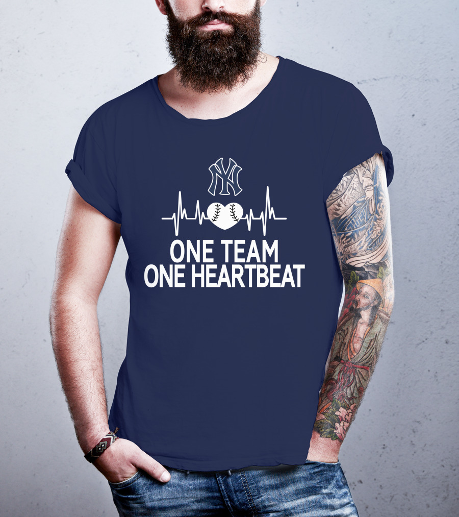 New York Yankees One Team One Heartbeat Baseball Heartbeat T-Shirt