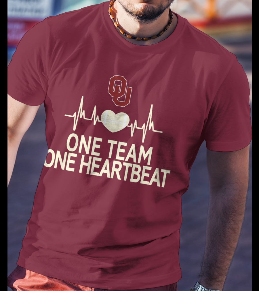 Oklahoma Sooners Football Heartbeat One Team One Heartbeat T-Shirt