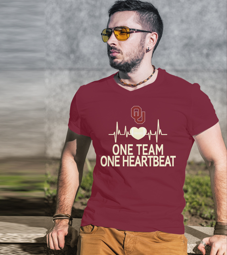Oklahoma Sooners Football Heartbeat One Team One Heartbeat T-Shirt
