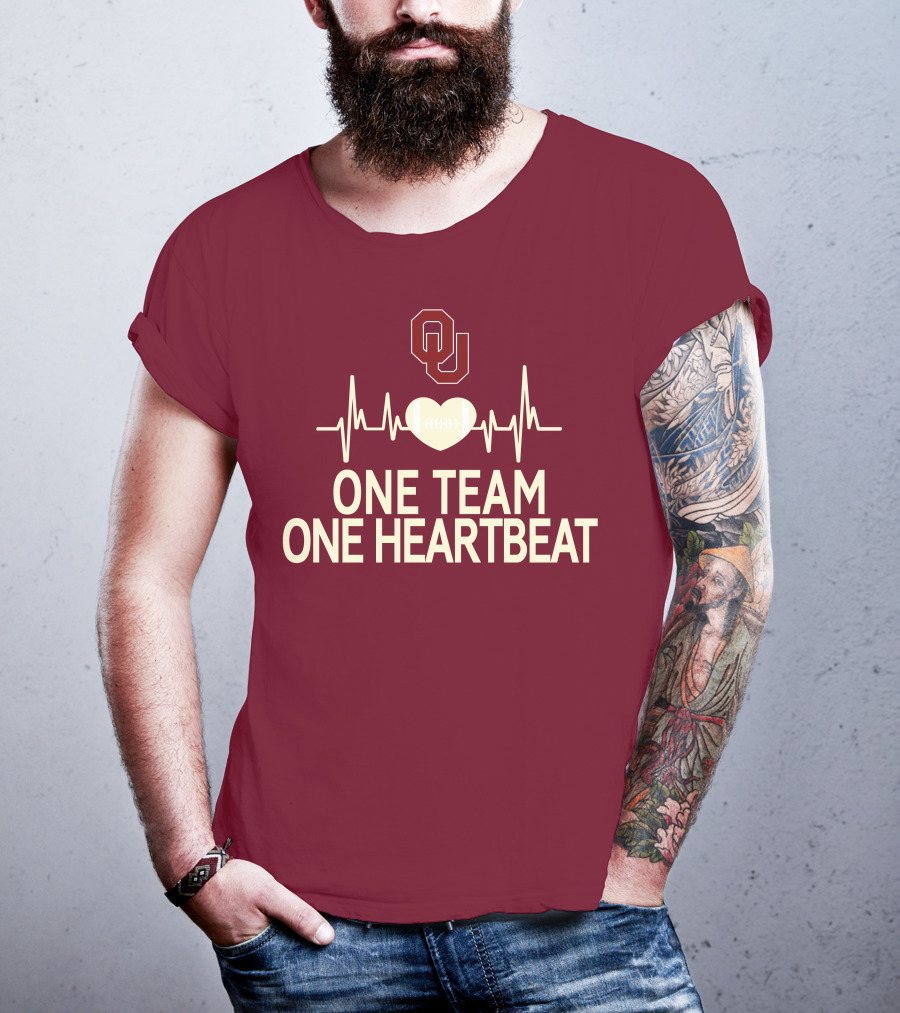 Oklahoma Sooners Football Heartbeat One Team One Heartbeat T-Shirt