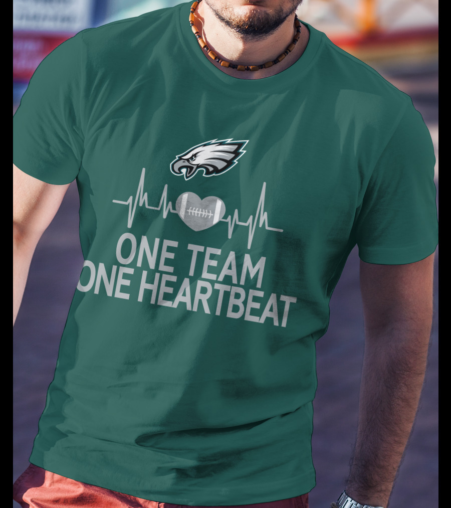 Philadelphia Eagles One Team One Heartbeat Football Logo Heartbeat T-Shirt