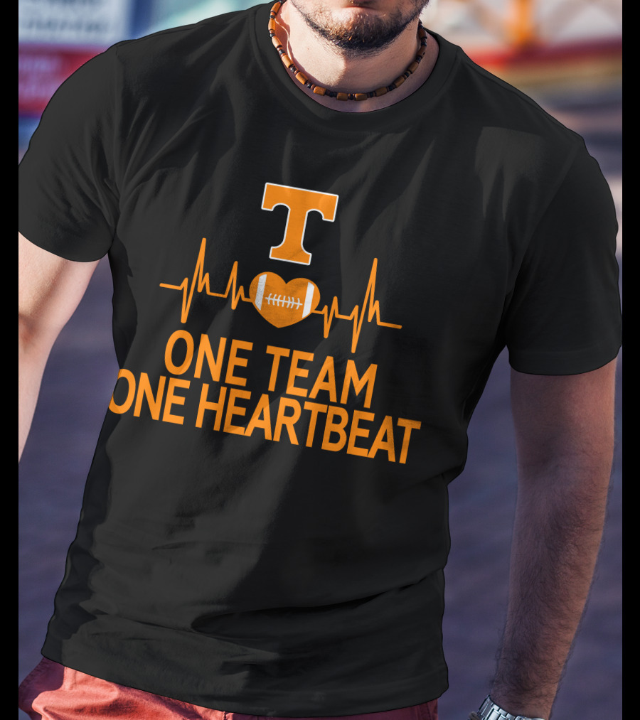 Tennessee Volunteers T Logo Heartbeat Football One Team One Heartbeat T-Shirt