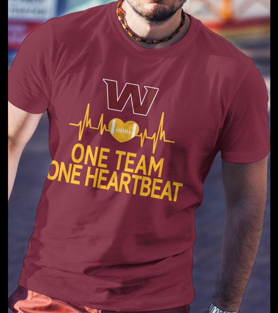 Washington Football Team W One Team One Heartbeat Football Heartbeat T-Shirt