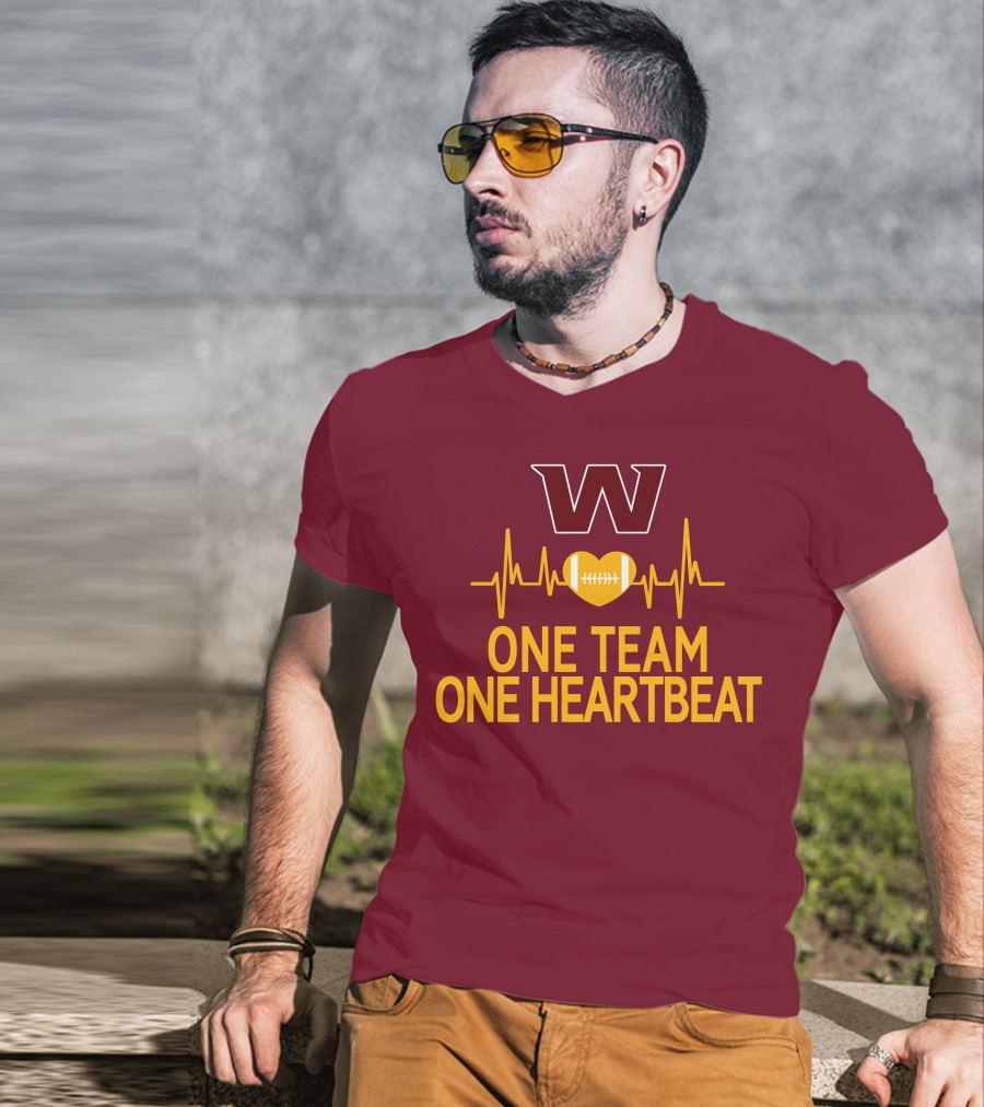 Washington Football Team W One Team One Heartbeat Football Heartbeat T-Shirt