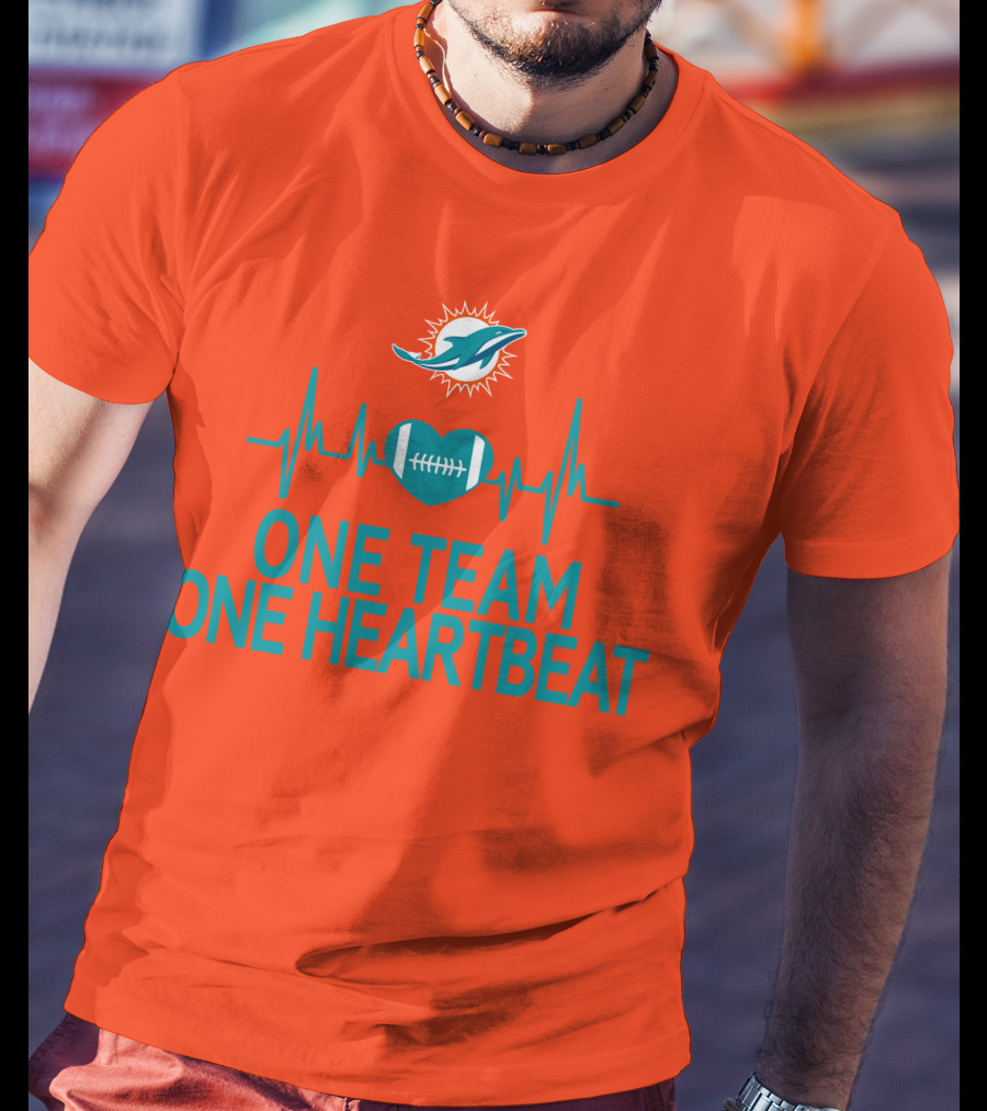 Miami Dolphins Heartbeat Football Team Unity T-Shirt