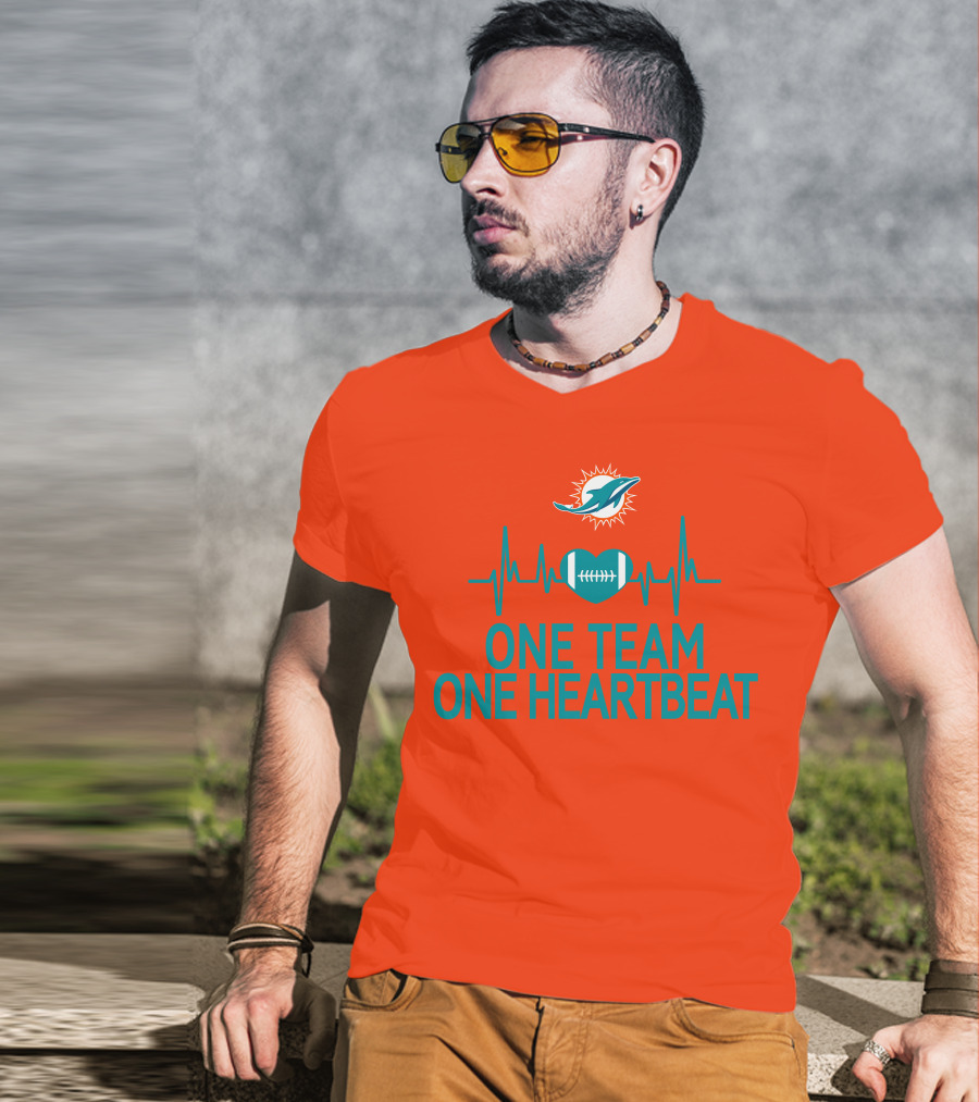 Miami Dolphins Heartbeat Football Team Unity T-Shirt