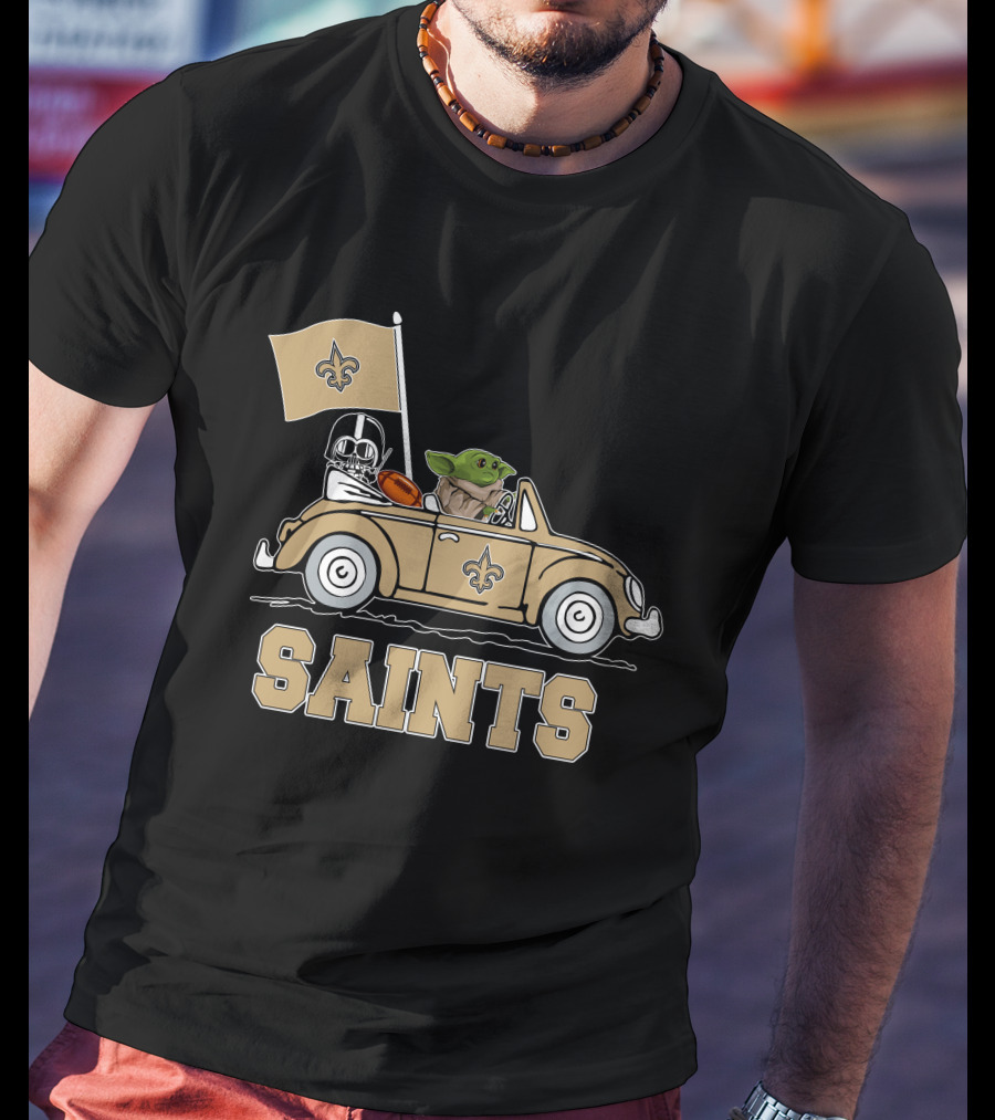 New Orleans Saints Darth Vader Baby Yoda Car Star Wars Driving T-Shirt