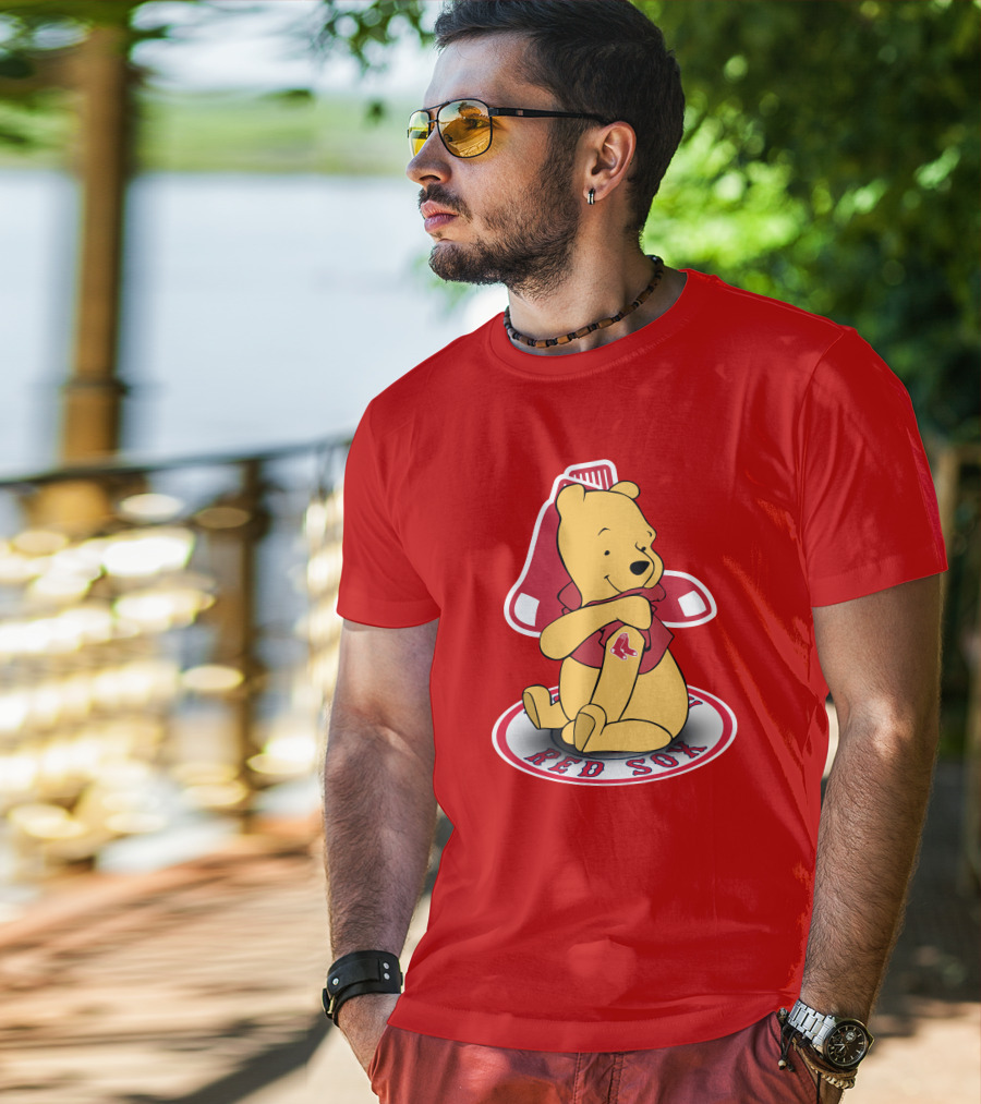 Boston Red Sox Winnie The Pooh Hugging Baseball T-Shirt