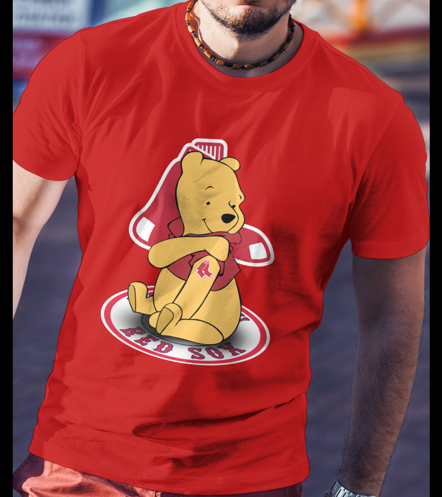 Boston Red Sox Winnie The Pooh Hugging Baseball T-Shirt