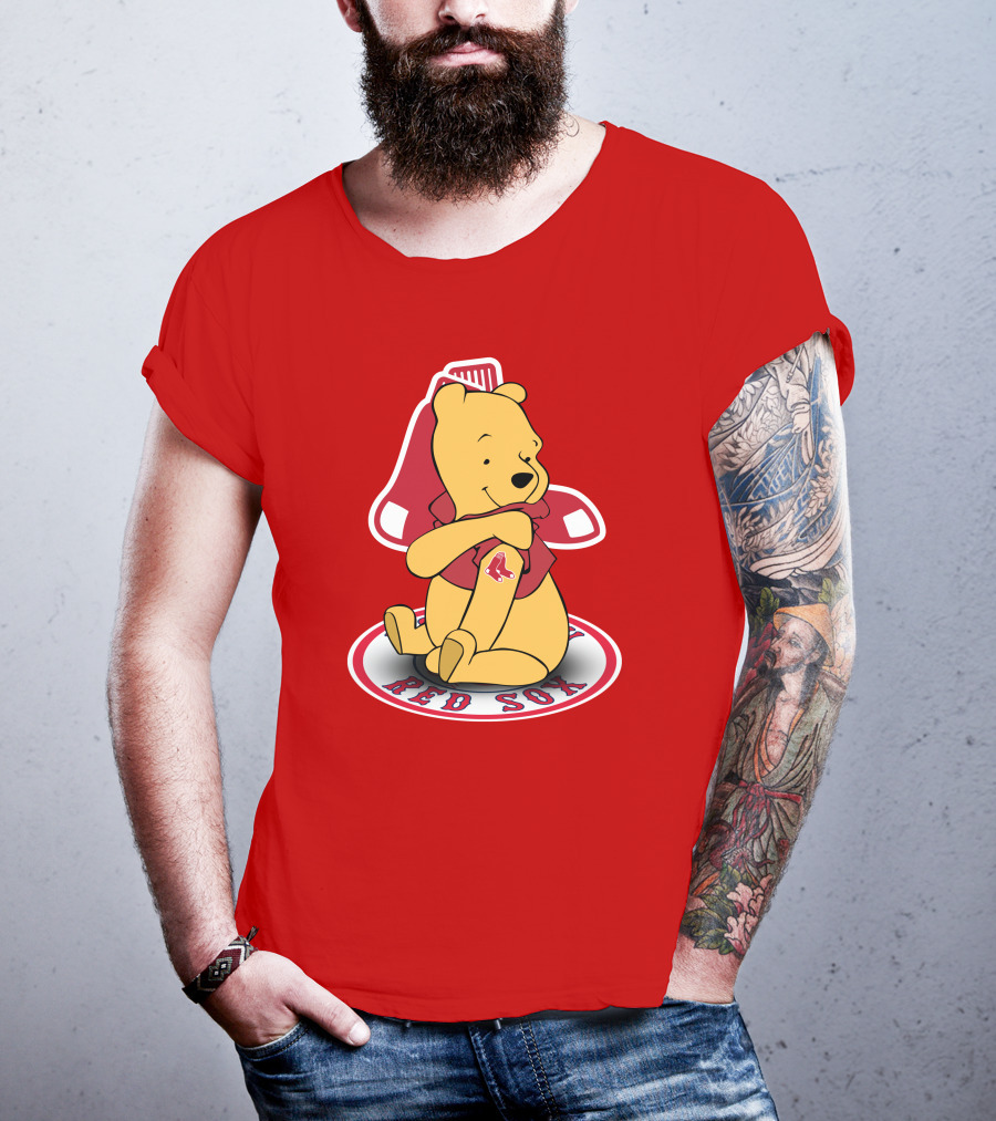 Boston Red Sox Winnie The Pooh Hugging Baseball T-Shirt