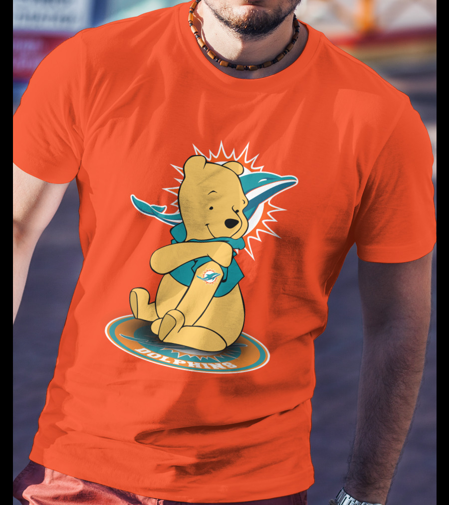 Miami Dolphins Winnie The Pooh NFL Football Crossover T-Shirt