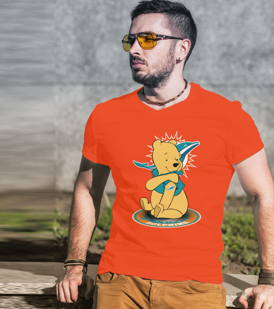 Miami Dolphins Winnie The Pooh NFL Football Crossover T-Shirt