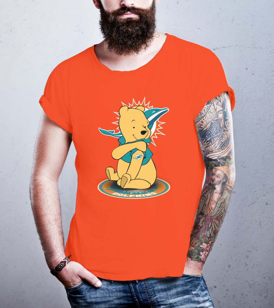 Miami Dolphins Winnie The Pooh NFL Football Crossover T-Shirt