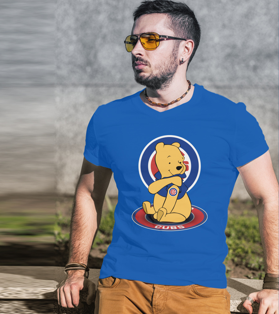 Chicago Cubs Pooh Bear Crossover Logo T-Shirt
