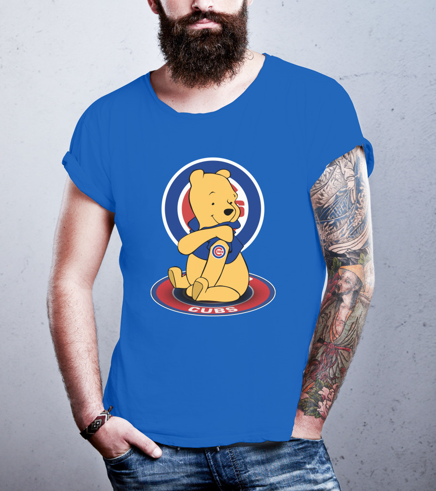 Chicago Cubs Pooh Bear Crossover Logo T-Shirt