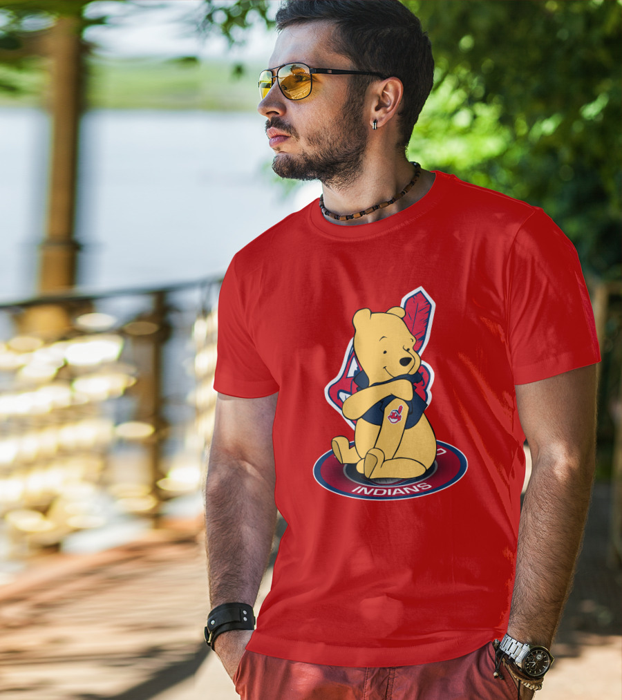 Winnie The Pooh Cleveland Indians Baseball Team Crossover T-Shirt