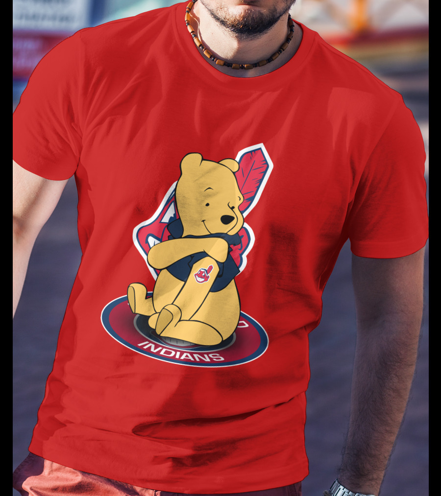 Winnie The Pooh Cleveland Indians Baseball Team Crossover T-Shirt