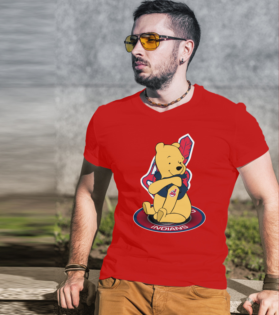 Winnie The Pooh Cleveland Indians Baseball Team Crossover T-Shirt