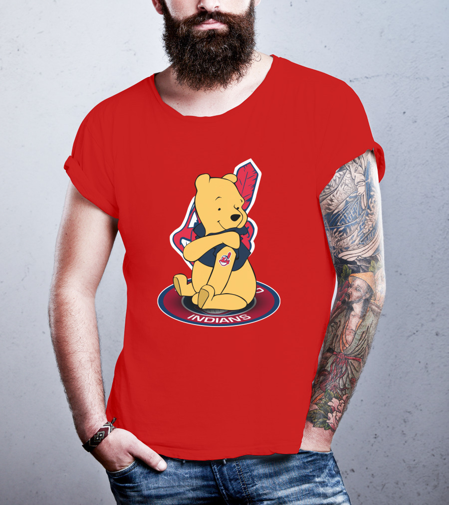 Winnie The Pooh Cleveland Indians Baseball Team Crossover T-Shirt